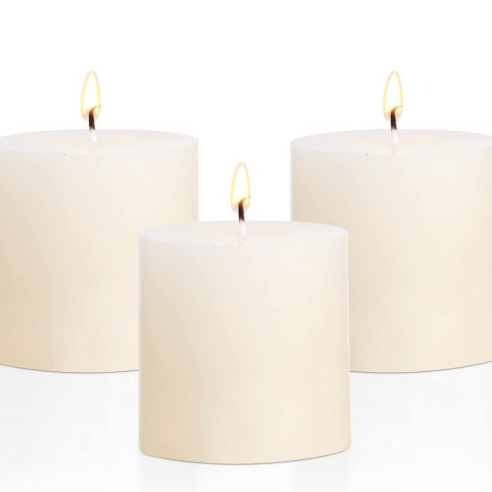 Set of 3 Ivory Cabdles